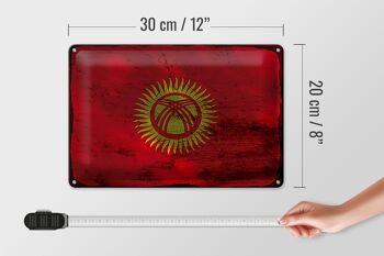 Signe en étain drapeau Kirghizistan 30x20cm Kirghizistan rouille 4