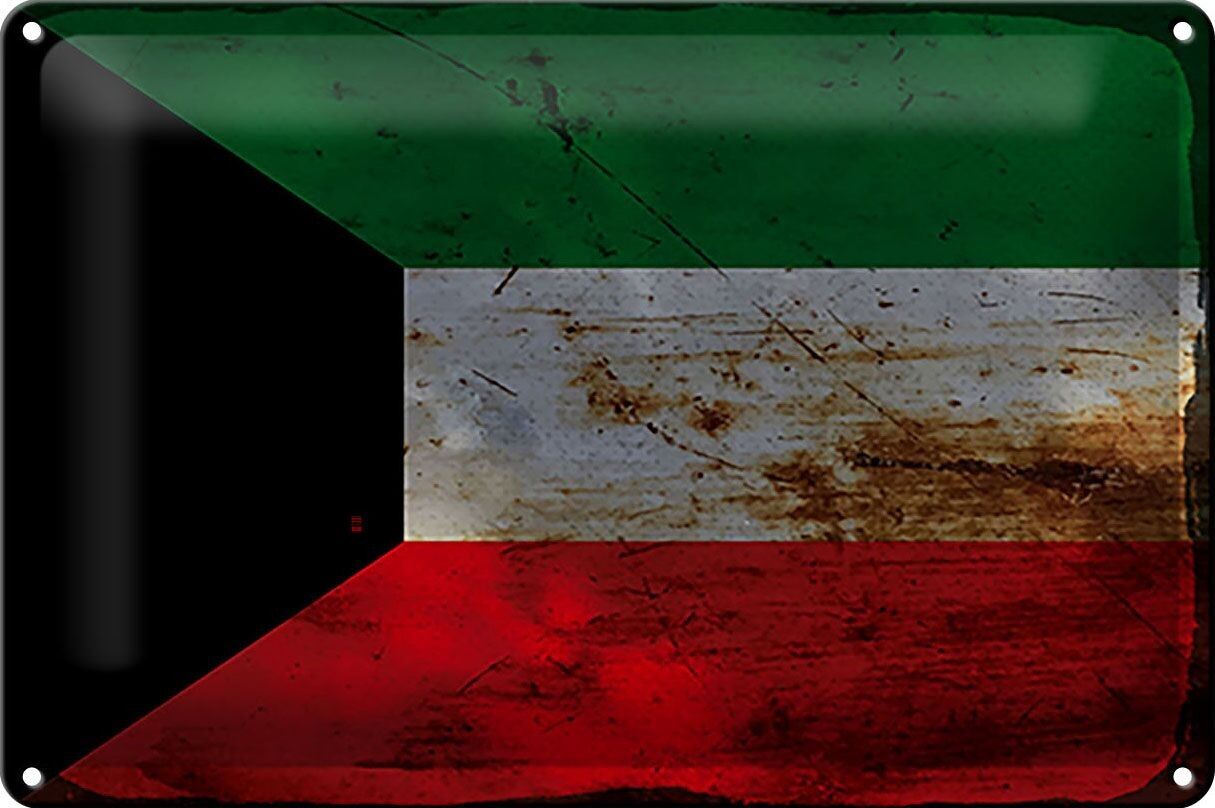 Cartel de chapa Bandera de Kuwait 30x20cm Bandera de Kuwait Óxido