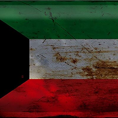 Targa in metallo Bandiera Kuwait 30x20 cm Bandiera del Kuwait Ruggine