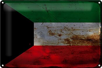 Panneau en étain drapeau du Koweït, 30x20cm, drapeau du Koweït rouille 1