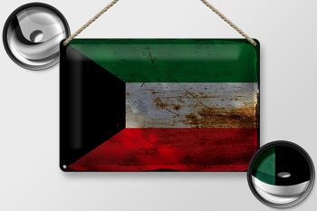 Panneau en étain drapeau du Koweït, 30x20cm, drapeau du Koweït rouille 2