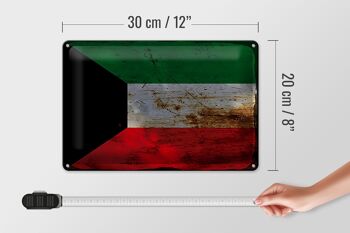 Panneau en étain drapeau du Koweït, 30x20cm, drapeau du Koweït rouille 4