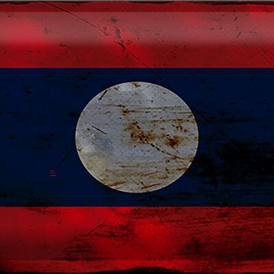 Cartel de chapa Bandera de Laos 30x20cm Bandera de Laos Óxido