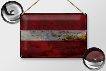 Signe en étain drapeau Lettonie 30x20cm drapeau de Lettonie rouille 2
