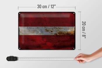 Signe en étain drapeau Lettonie 30x20cm drapeau de Lettonie rouille 4