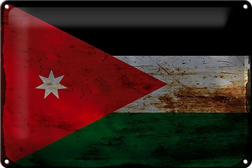 Blechschild Flagge Jordanien 30x20cm Flag of Jordan Rost