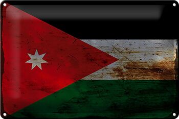 Signe en étain drapeau Jordanie 30x20cm drapeau de Jordanie rouille 1