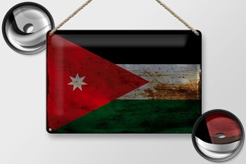 Signe en étain drapeau Jordanie 30x20cm drapeau de Jordanie rouille 2