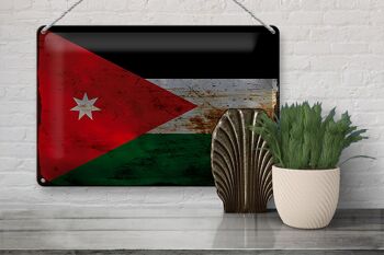 Signe en étain drapeau Jordanie 30x20cm drapeau de Jordanie rouille 3