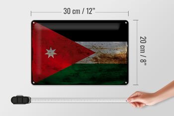 Signe en étain drapeau Jordanie 30x20cm drapeau de Jordanie rouille 4