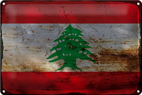 Blechschild Flagge Libanon 30x20cm Flag of Lebanon Rost