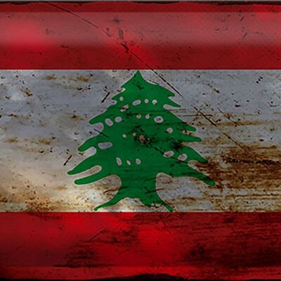 Blechschild Flagge Libanon 30x20cm Flag of Lebanon Rost