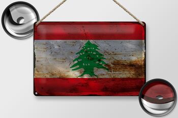 Signe en étain drapeau du Liban 30x20cm, drapeau du Liban rouille 2