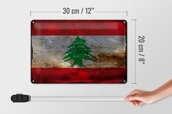 Signe en étain drapeau du Liban 30x20cm, drapeau du Liban rouille 4