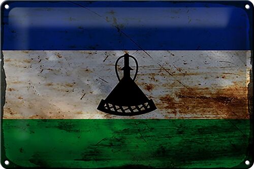 Blechschild Flagge Lesotho 30x20cm Flag of Lesotho Rost