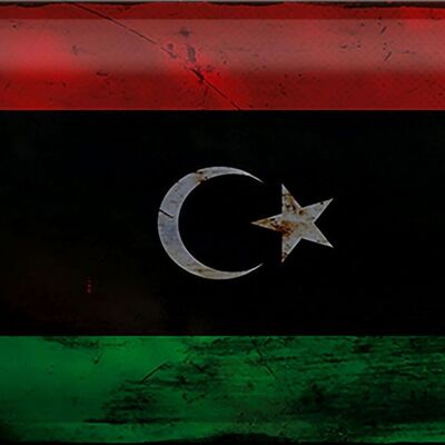 Targa in metallo Bandiera Libia 30x20 cm Bandiera della Libia Ruggine