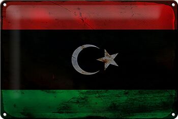 Panneau métallique drapeau Libye 30x20cm, drapeau de la Libye rouille 1