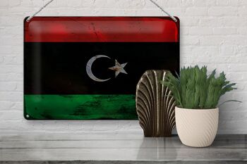 Panneau métallique drapeau Libye 30x20cm, drapeau de la Libye rouille 3