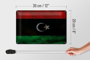 Panneau métallique drapeau Libye 30x20cm, drapeau de la Libye rouille 4