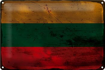Signe en étain drapeau lituanie 30x20cm drapeau de lituanie rouille 1