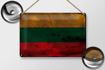 Signe en étain drapeau lituanie 30x20cm drapeau de lituanie rouille 2