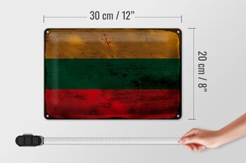 Signe en étain drapeau lituanie 30x20cm drapeau de lituanie rouille 4