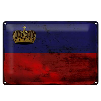 Cartel de chapa Bandera de Liechtenstein 30x20cm Bandera Óxido