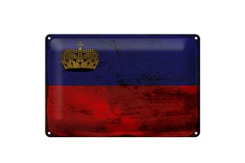 Plaque en tôle drapeau Liechtenstein 30x20cm, drapeau rouille 1