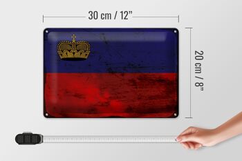 Plaque en tôle drapeau Liechtenstein 30x20cm, drapeau rouille 4