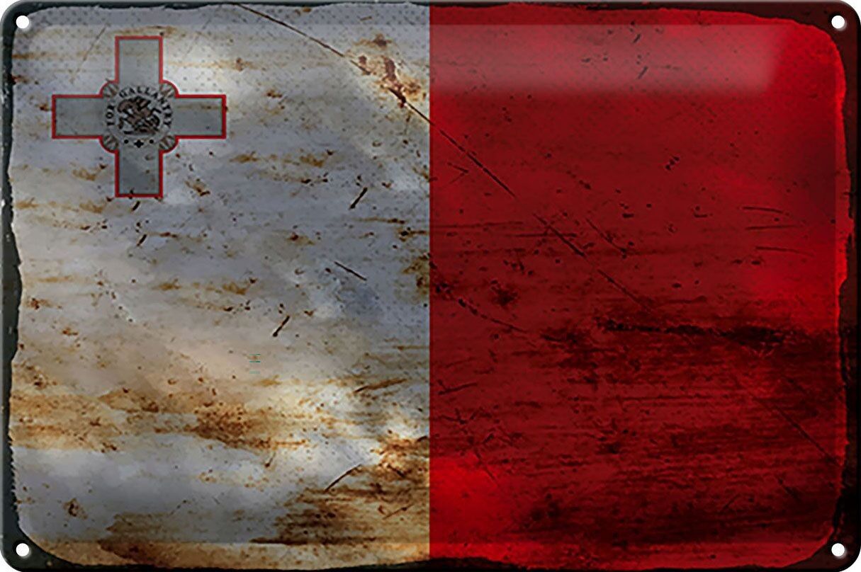 Blechschild Flagge Malta 30x20cm Flag of Malta Rost