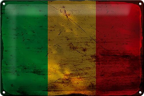 Blechschild Flagge Mali 30x20cm Flag of Mali Rost