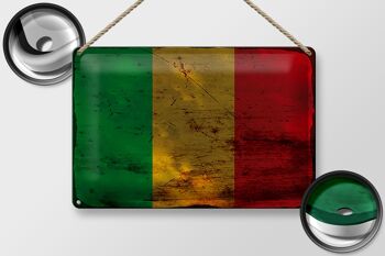 Panneau en étain drapeau du Mali 30x20cm, drapeau du Mali rouille 2