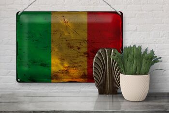 Panneau en étain drapeau du Mali 30x20cm, drapeau du Mali rouille 3