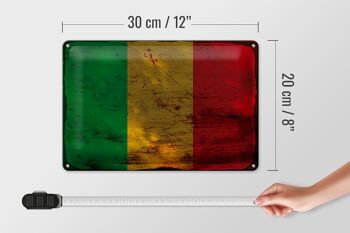 Panneau en étain drapeau du Mali 30x20cm, drapeau du Mali rouille 4