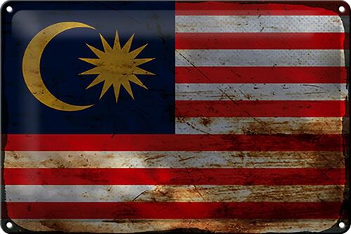 Blechschild Flagge Malaysia 30x20cm Flag of Malaysia Rost