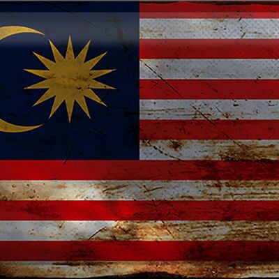 Targa in metallo Bandiera Malesia 30x20 cm Bandiera della Malesia Ruggine
