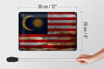 Signe en étain drapeau Malaisie 30x20cm drapeau de la Malaisie rouille 4