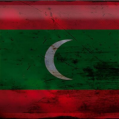 Cartel de chapa Bandera de Maldivas 30x20cm Bandera de Maldivas Óxido