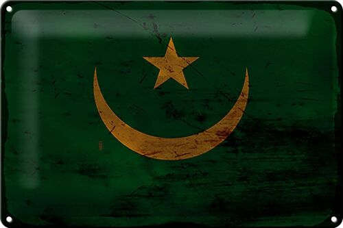 Blechschild Flagge Mauretanien 30x20cm Flag Mauritania Rost