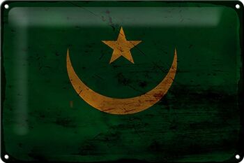 Signe en étain drapeau mauritanie 30x20cm drapeau mauritanie rouille 1