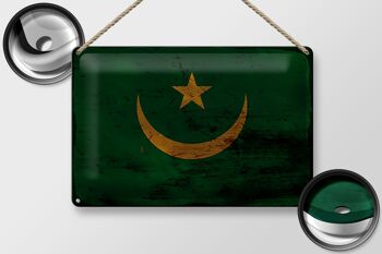 Signe en étain drapeau mauritanie 30x20cm drapeau mauritanie rouille 2