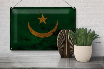 Signe en étain drapeau mauritanie 30x20cm drapeau mauritanie rouille 3
