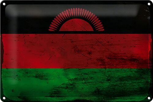 Blechschild Flagge Malawi 30x20cm Flag of Malawi Rost