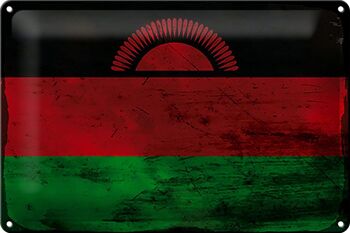 Signe en étain drapeau Malawi 30x20cm drapeau du Malawi rouille 1