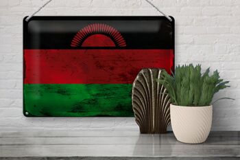 Signe en étain drapeau Malawi 30x20cm drapeau du Malawi rouille 3