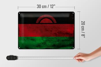 Signe en étain drapeau Malawi 30x20cm drapeau du Malawi rouille 4