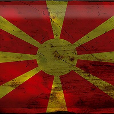 Signe en étain drapeau Macédoine 30x20cm drapeau Macédoine rouille