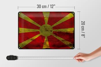 Signe en étain drapeau Macédoine 30x20cm drapeau Macédoine rouille 4