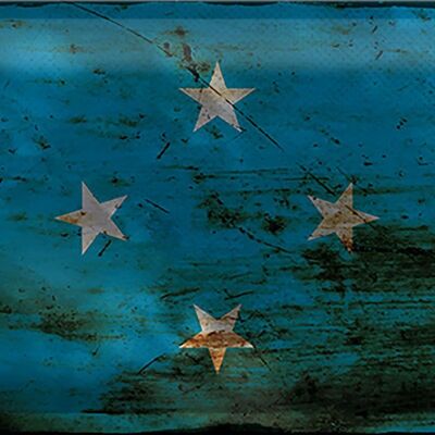 Cartel de chapa bandera Micronesia 30x20cm Micronesia óxido