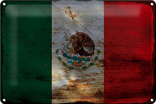 Blechschild Flagge Mexiko 30x20cm Flag of Mexico Rost